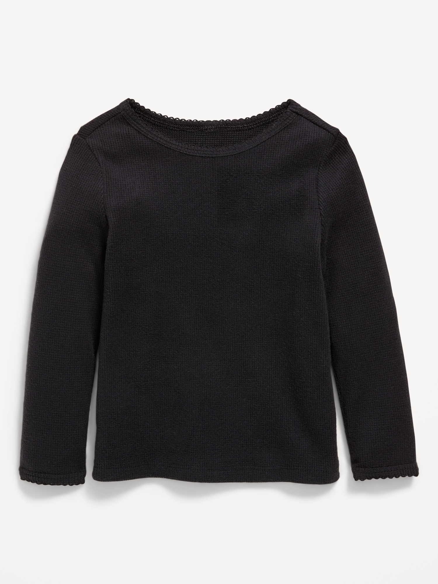Cozy Long-Sleeve Waffle-Knit T-Shirt for Toddler Girls