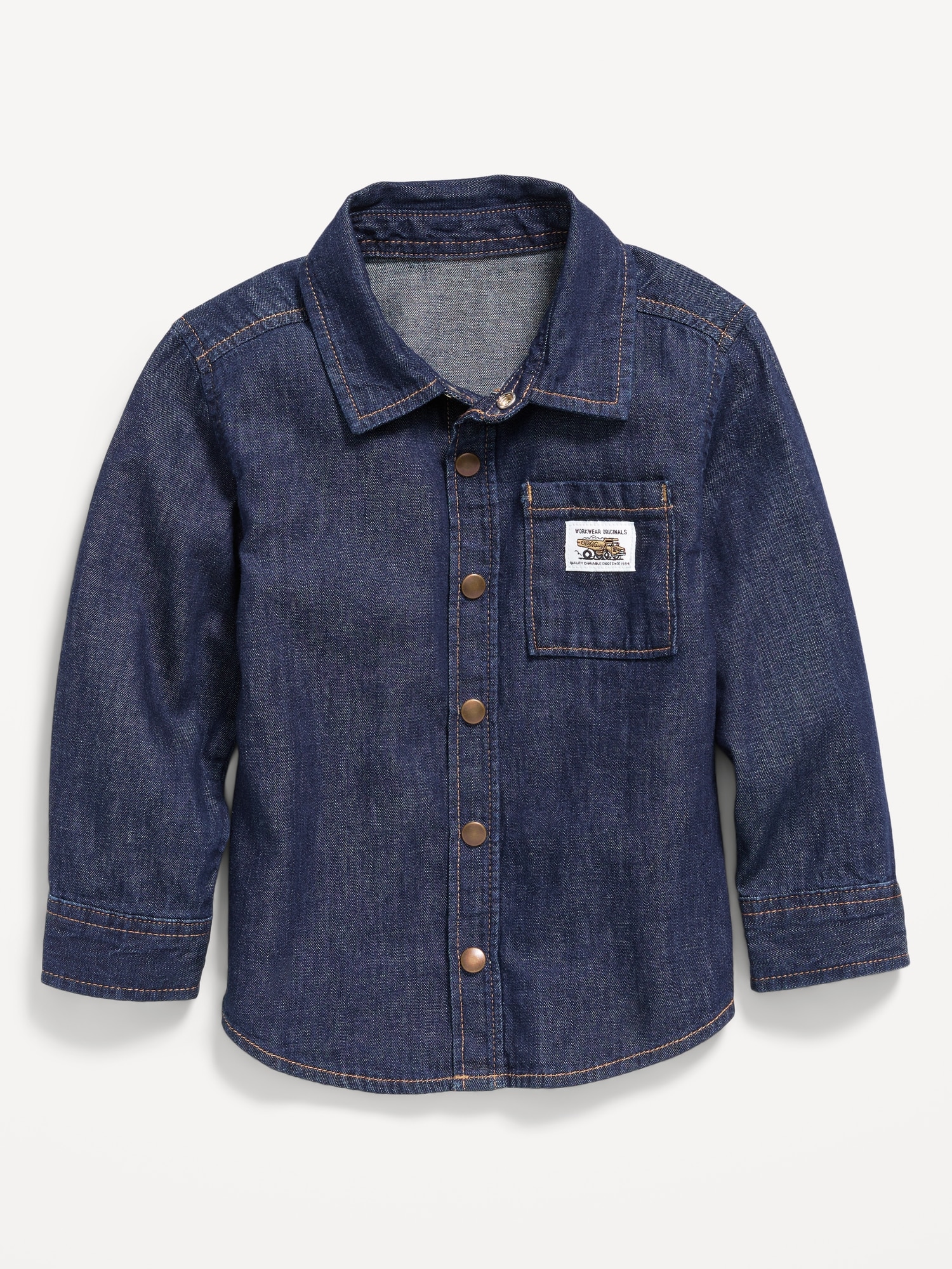 Long-Sleeve Pocket Jean Shirt for Toddler Boys