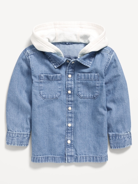 Button-Front Hooded Shirt for Toddler Boys