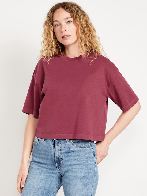 Vintage Crew-Neck Cropped T-Shirt