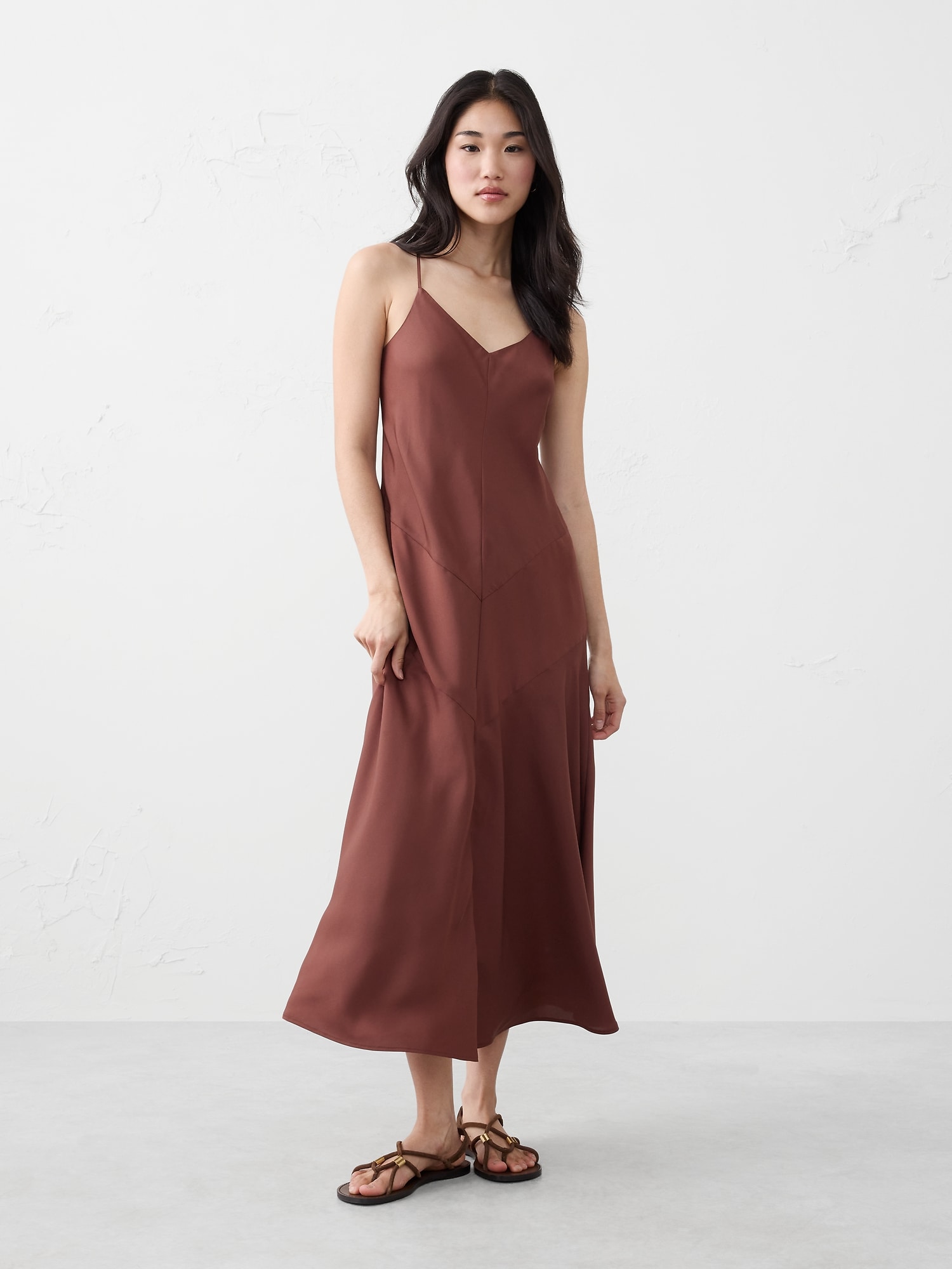 Strappy V-Panel Midi Dress