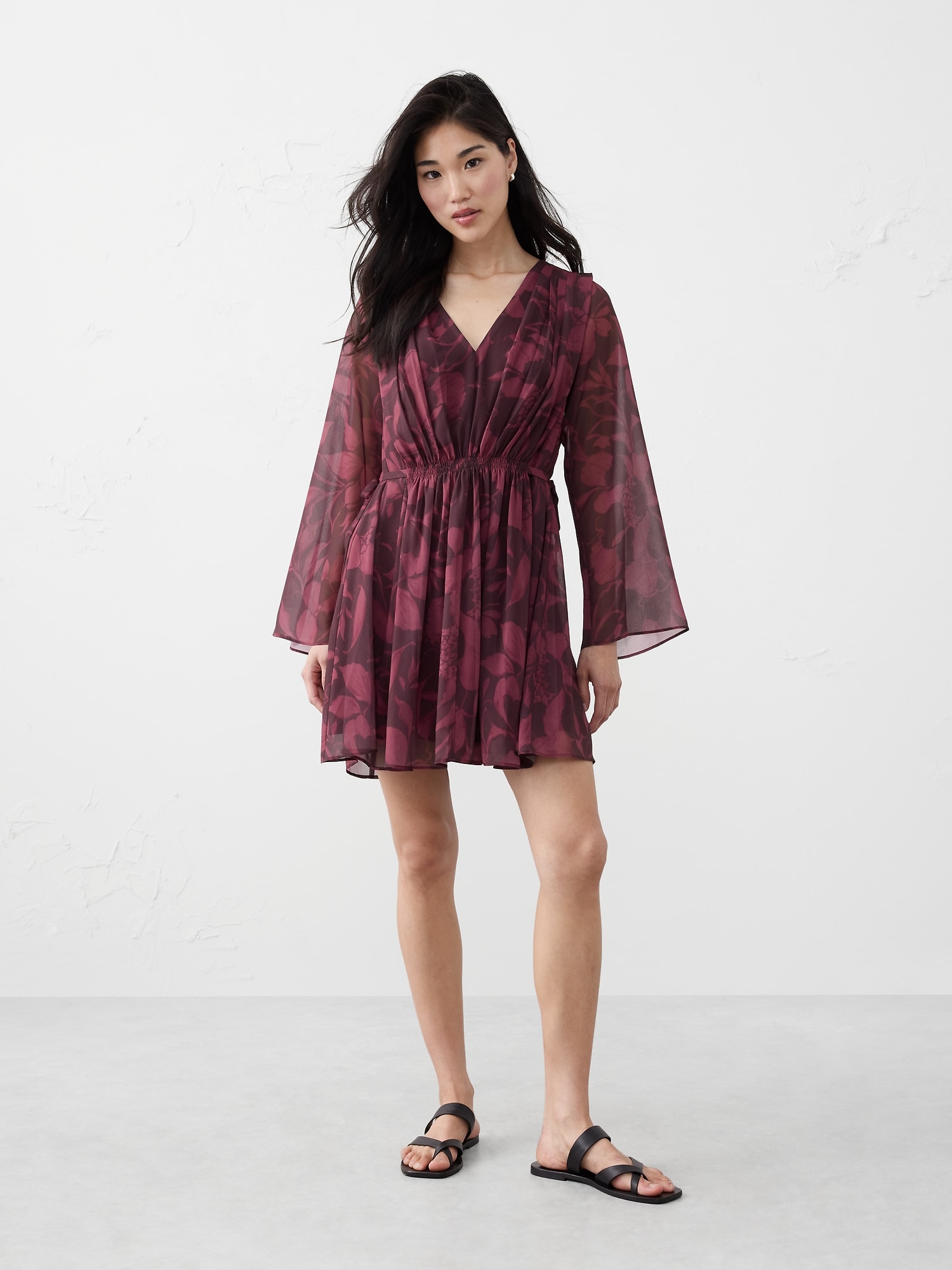 Chiffon Side-Tie Mini Dress