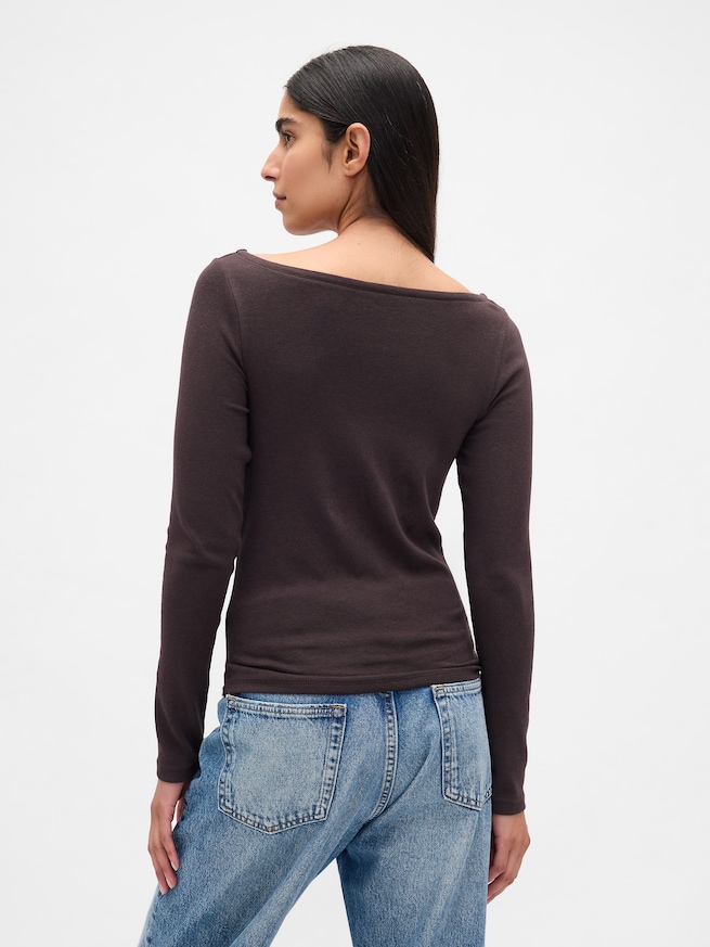 モダン ボートネックTシャツ-2