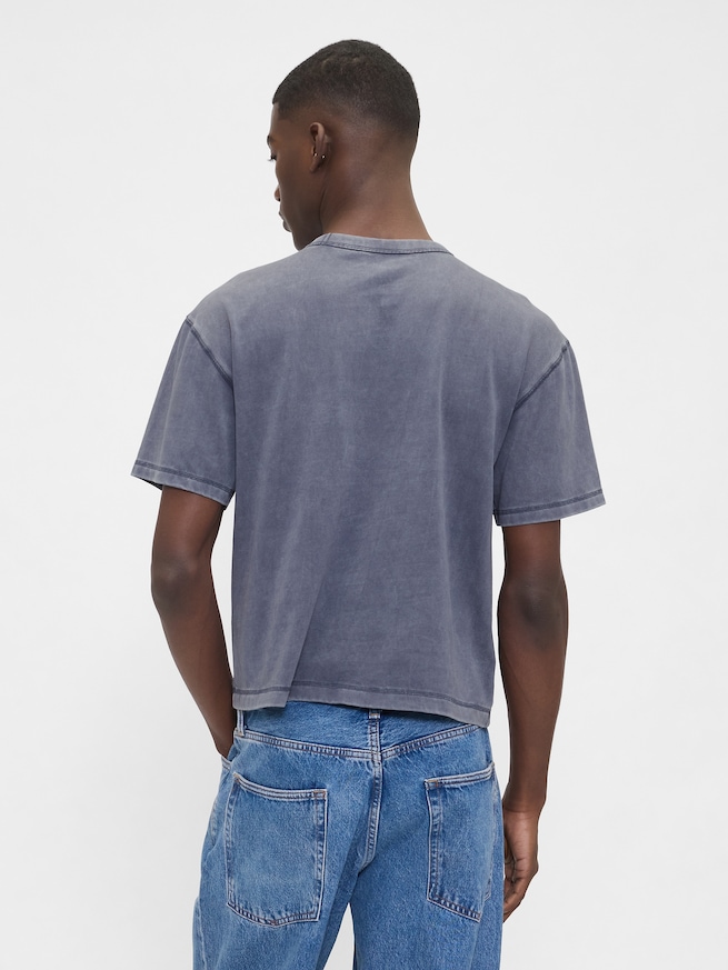 ヘビーウェイト デニム GAPロゴ クロップドTシャツ-2