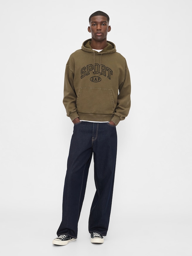 ヘビーウェイト オーバーサイズ クロップド GAPロゴパーカー-1