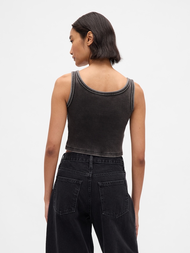 ウォッシュド リブ クロップド タンクトップ-2