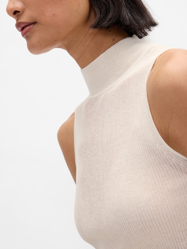 シアー リブ モックネックタンクトップ-3