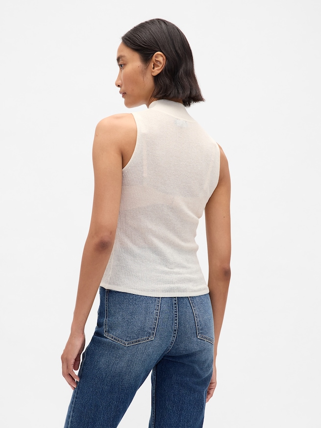 シアー リブ モックネックタンクトップ-2