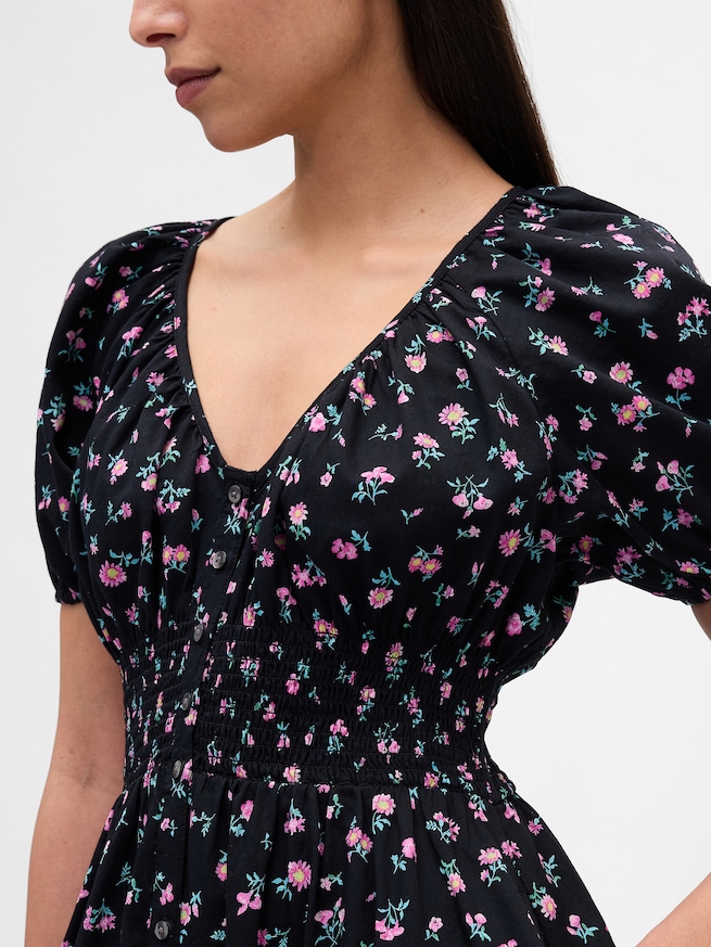 パフスリーブ ミディワンピース-3