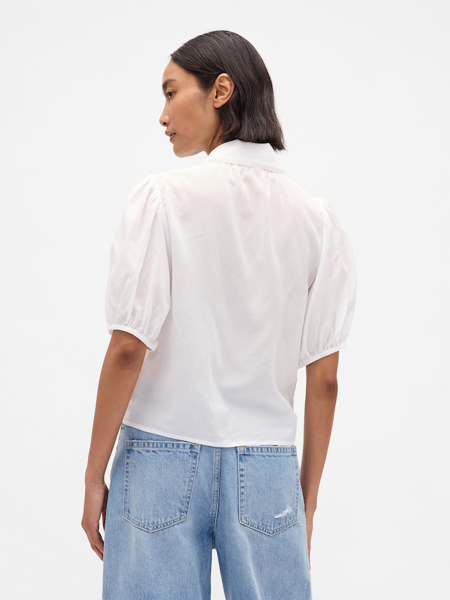 パフスリーブ 襟付きトップス-2