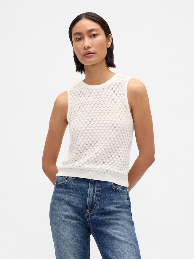 CashSoft カシミヤタッチ ライトウェイト クロップド タンクトップ-0