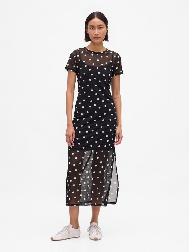 メッシュ マキシワンピース-0