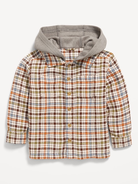 Button-Front Hooded Shirt for Toddler Boys
