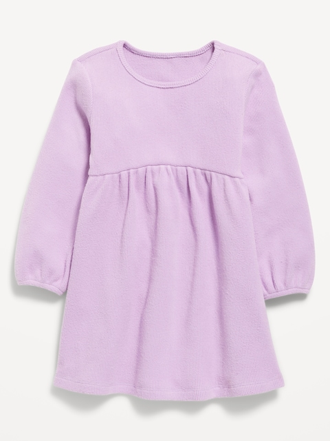 ROBE EN TRICOT GAUFRÉ À MANCHES LONGUES POUR TOUTE-PETITE FILLE