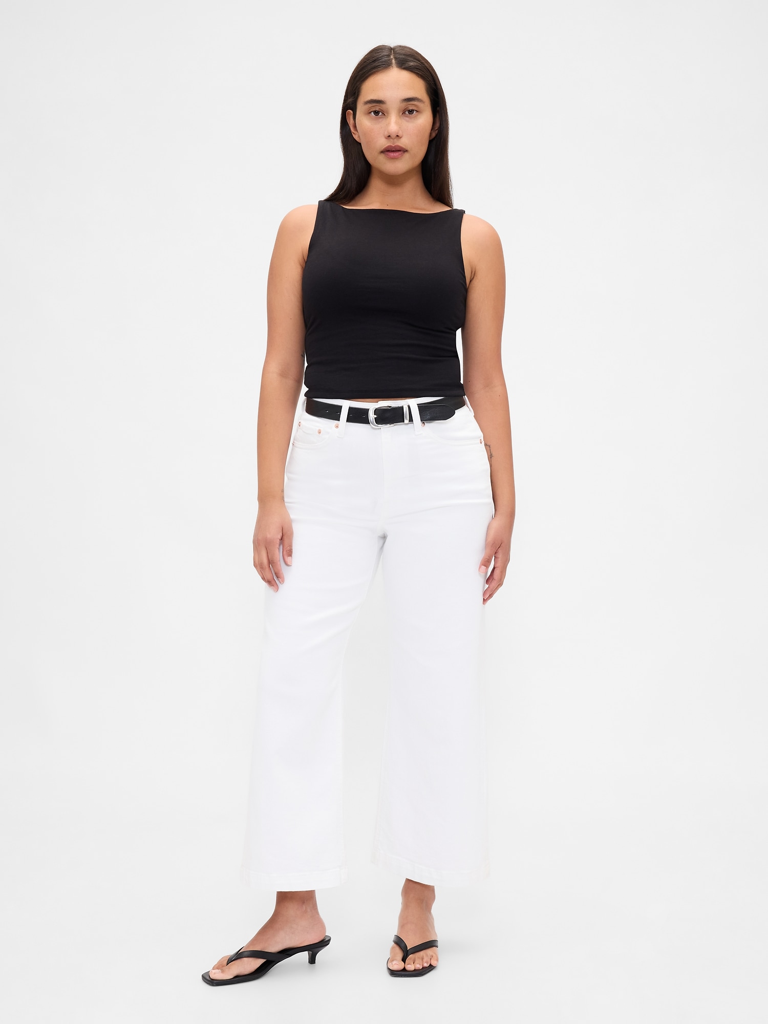 Curvy High Rise Stride Wide-Leg Ankle Jeans