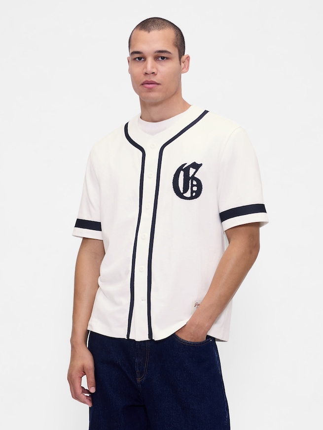 バーシティスタイルGAPロゴ ベースボール ジャージTシャツ-0