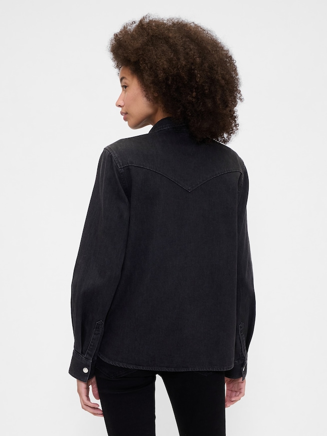 リラックス デニム ウエスタンシャツ-1