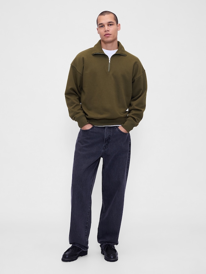 ヘビーウェイト オーバーサイズ 1/4ジップアップ プルオーバー-1