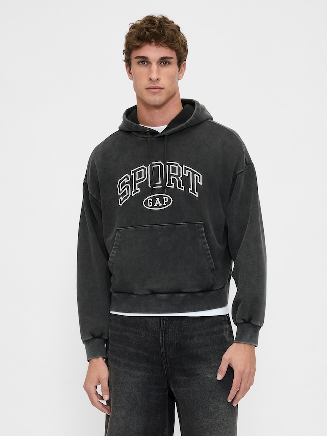 ヘビーウェイト オーバーサイズ クロップド GAPロゴパーカー-0