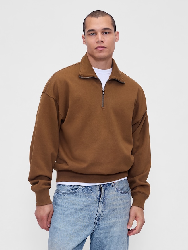 ヘビーウェイト オーバーサイズ 1/4ジップアップ プルオーバー-0