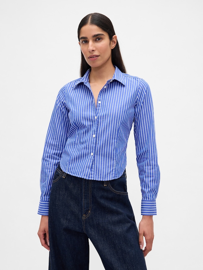 オーガニックコットン フィット クロップドシャツ-0