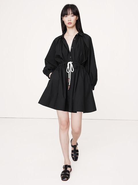 Cotton Poplin Mini Shirtdress