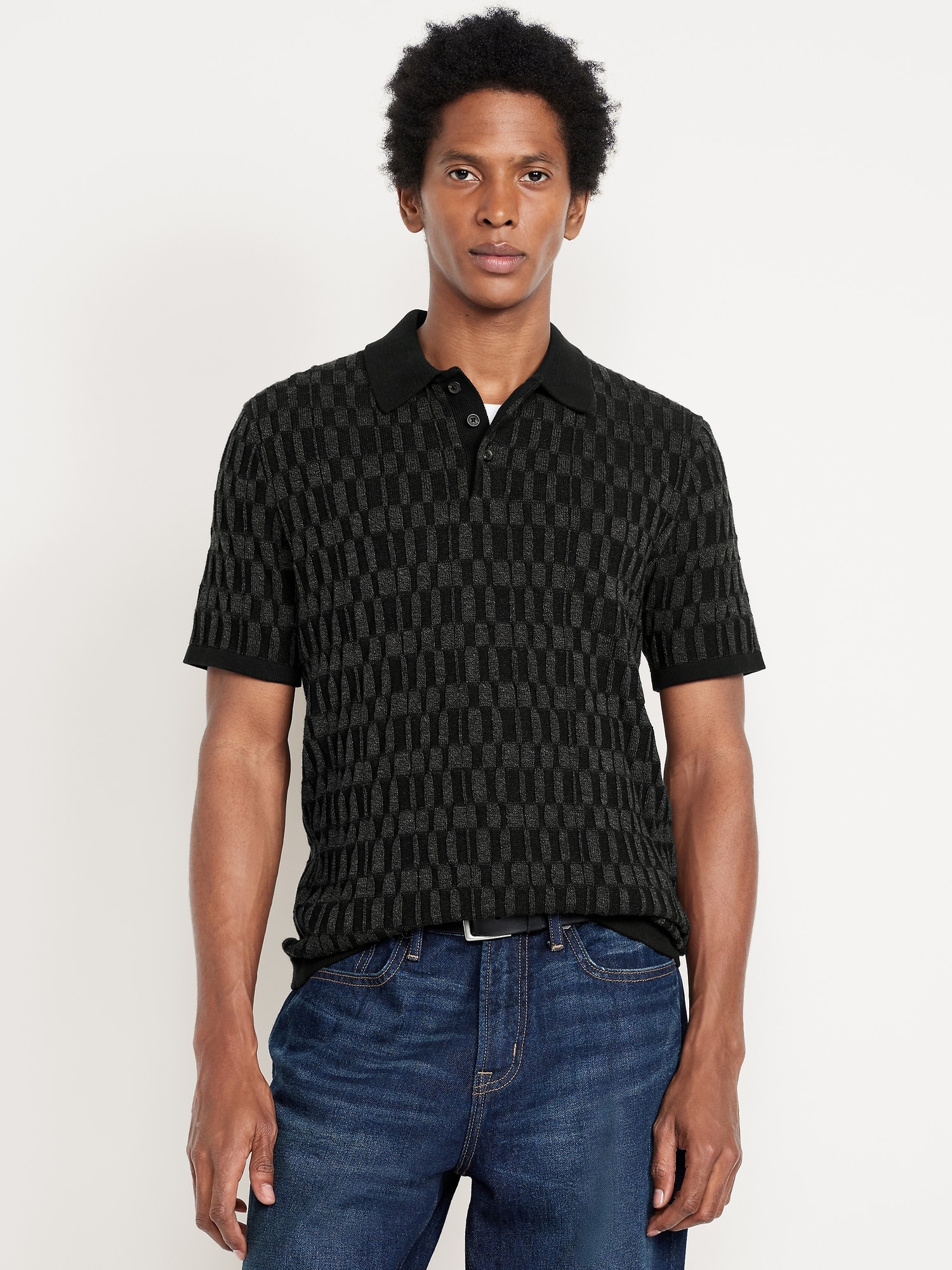 Short-Sleeve Sweater-Knit Polo