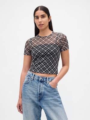 メッシュ クロップドTシャツ