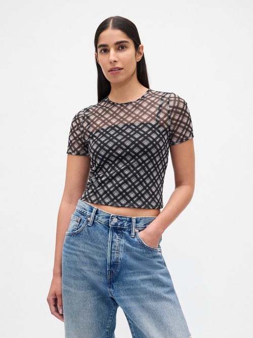 メッシュ クロップドTシャツ