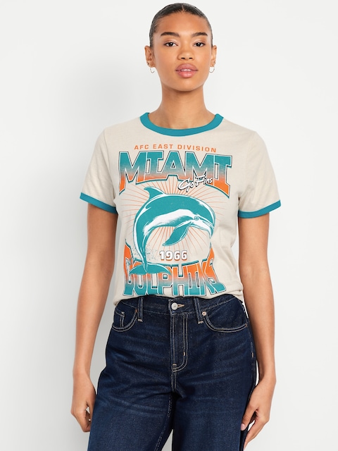 Miami Dolphins EveryWear Crew-Neck Ringer T-Shirt
