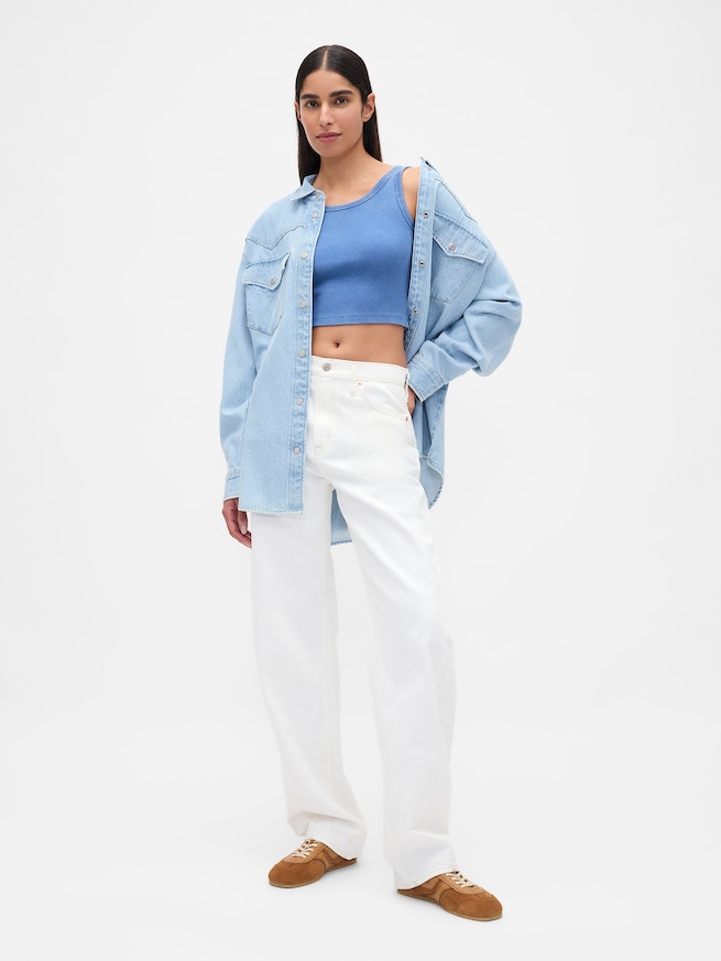 ウォッシュド リブ クロップド タンクトップ-1