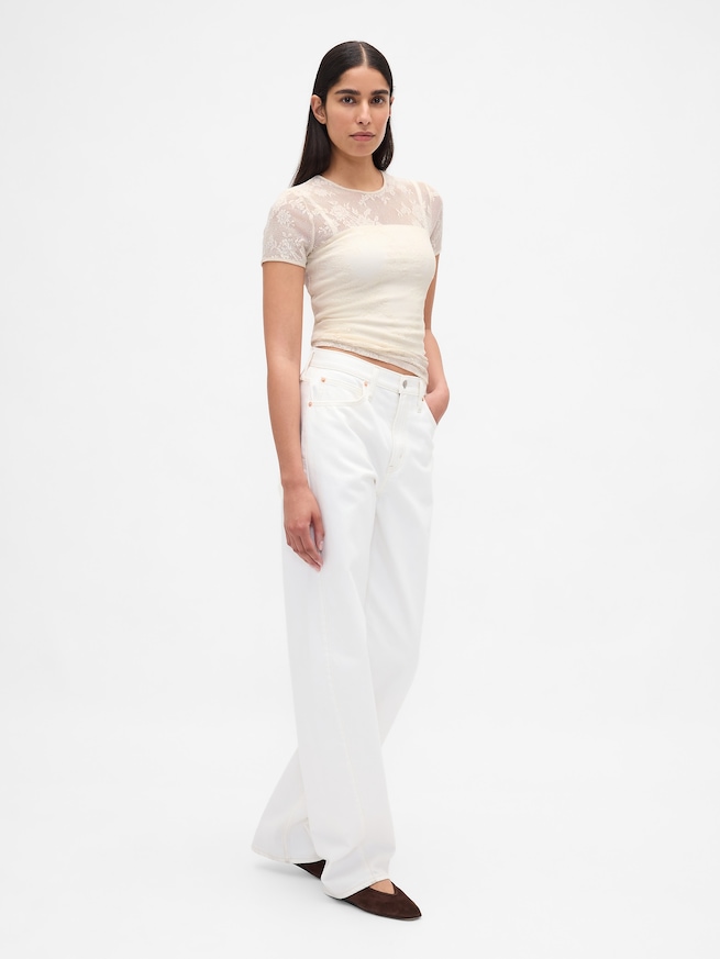 フローラル レース メッシュトップス-1