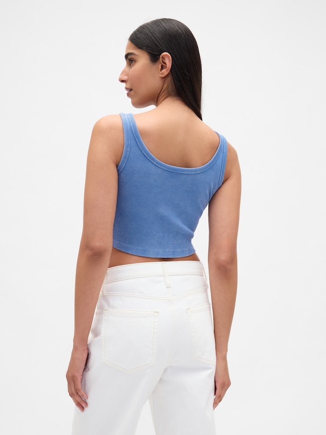 ウォッシュド リブ クロップド タンクトップ-2