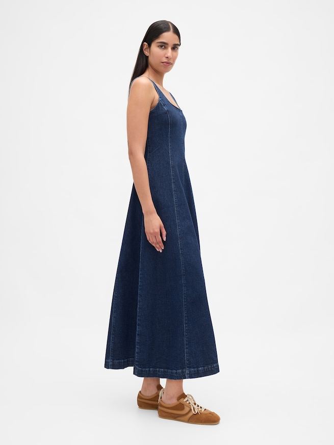 デニム スクエアネック マキシワンピース-2