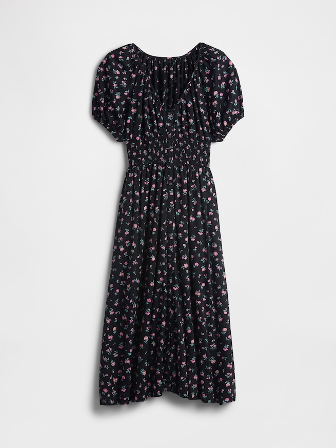 パフスリーブ ミディワンピース-4