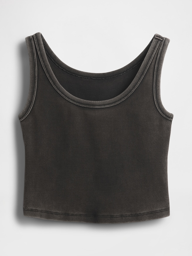 ウォッシュド リブ クロップド タンクトップ-3