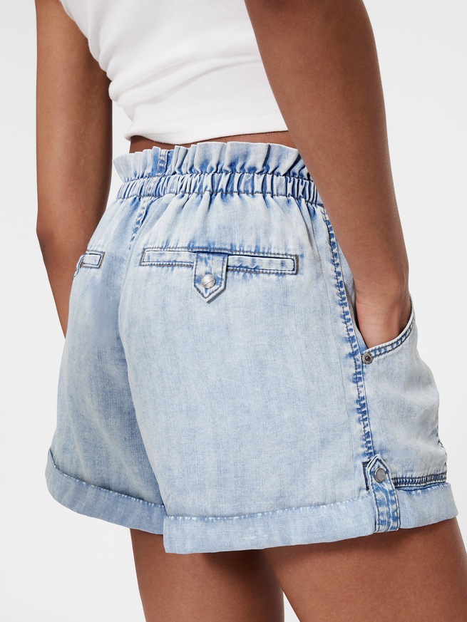 GapStudio ハイライズ ドレープデニム イージーウエストショーツ-4