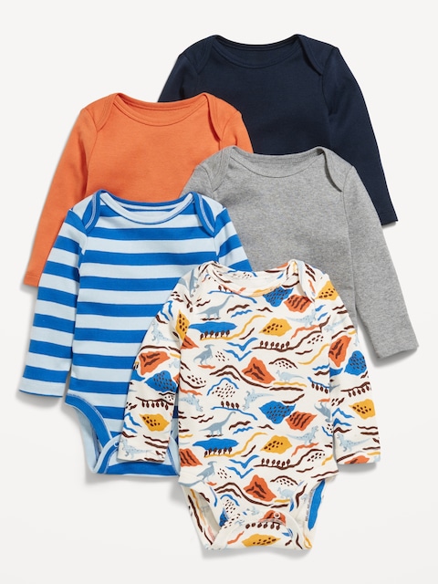 Long-Sleeve Bodysuit 5-Pack for Baby