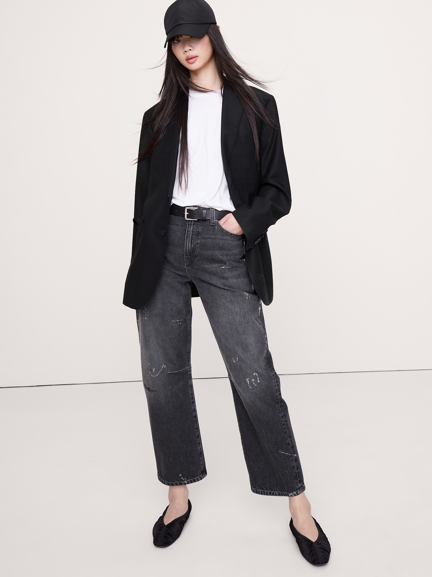 オーバーサイズ コットン シルク クルーネックTシャツ-2