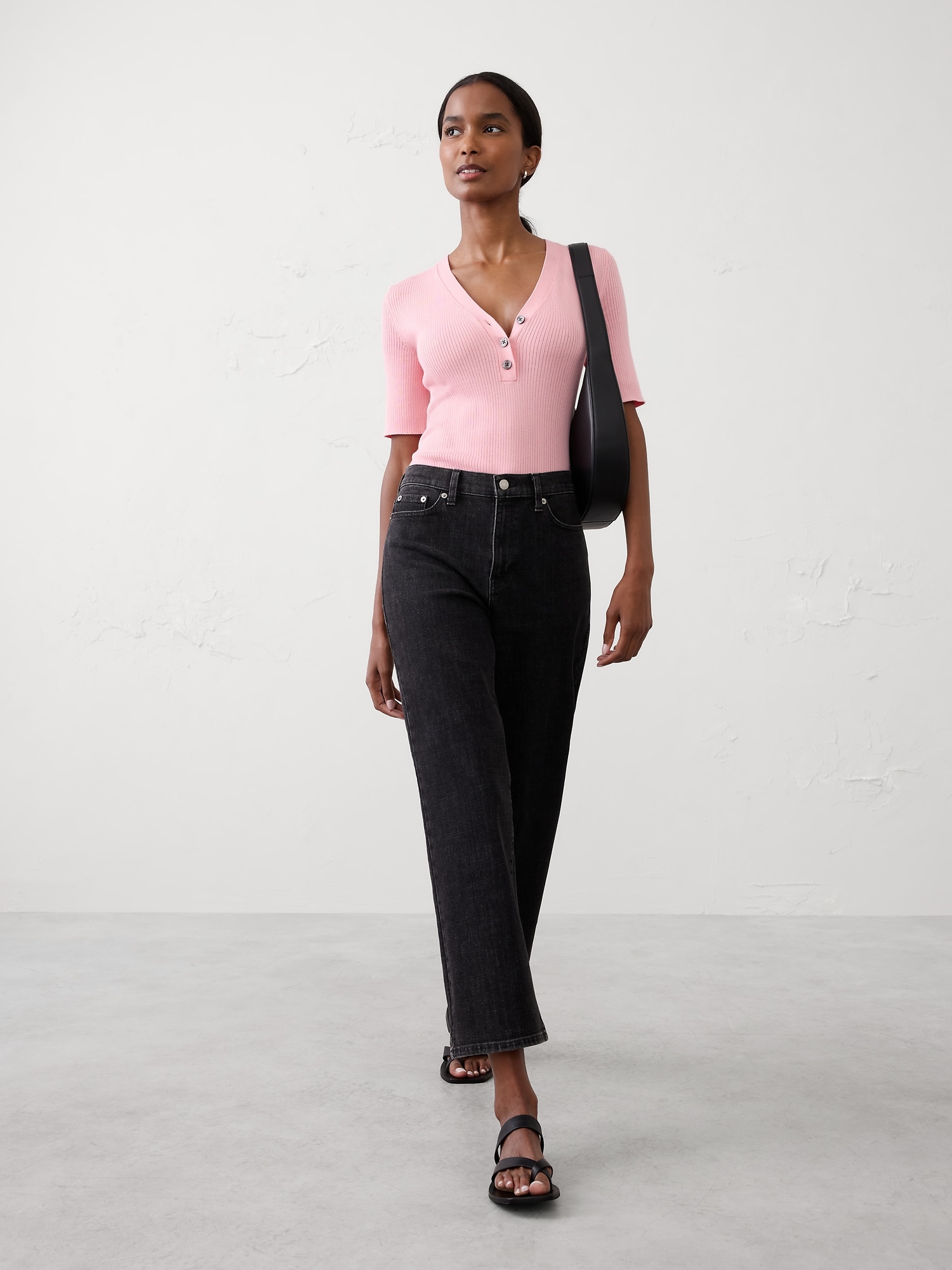 Ribbed Sweater Henley