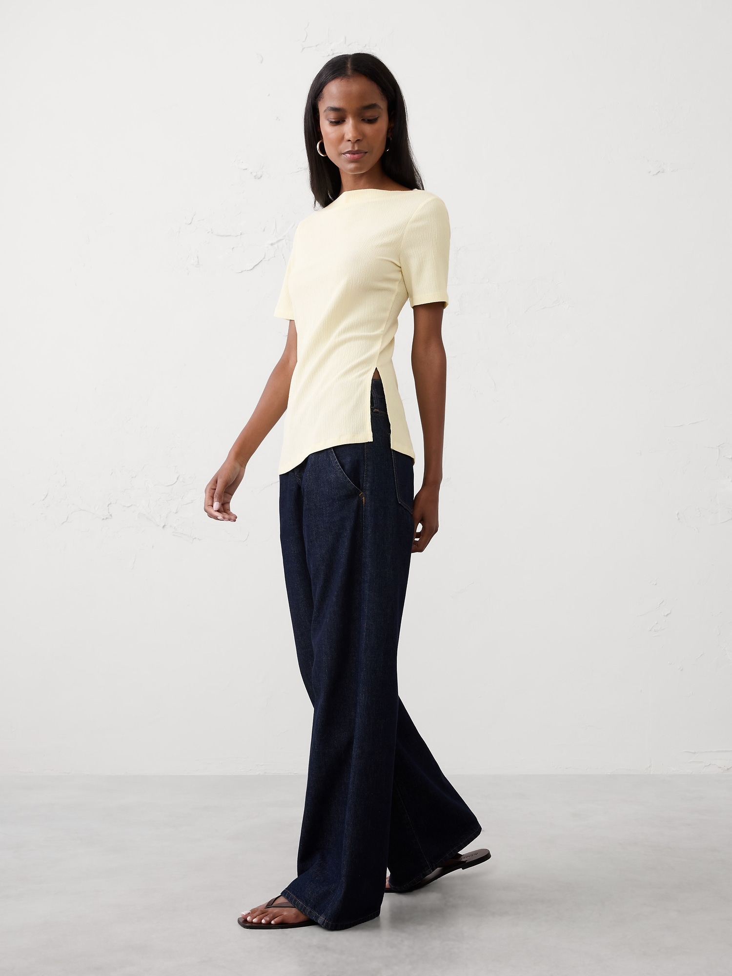 Crinkle Jacquard Top
