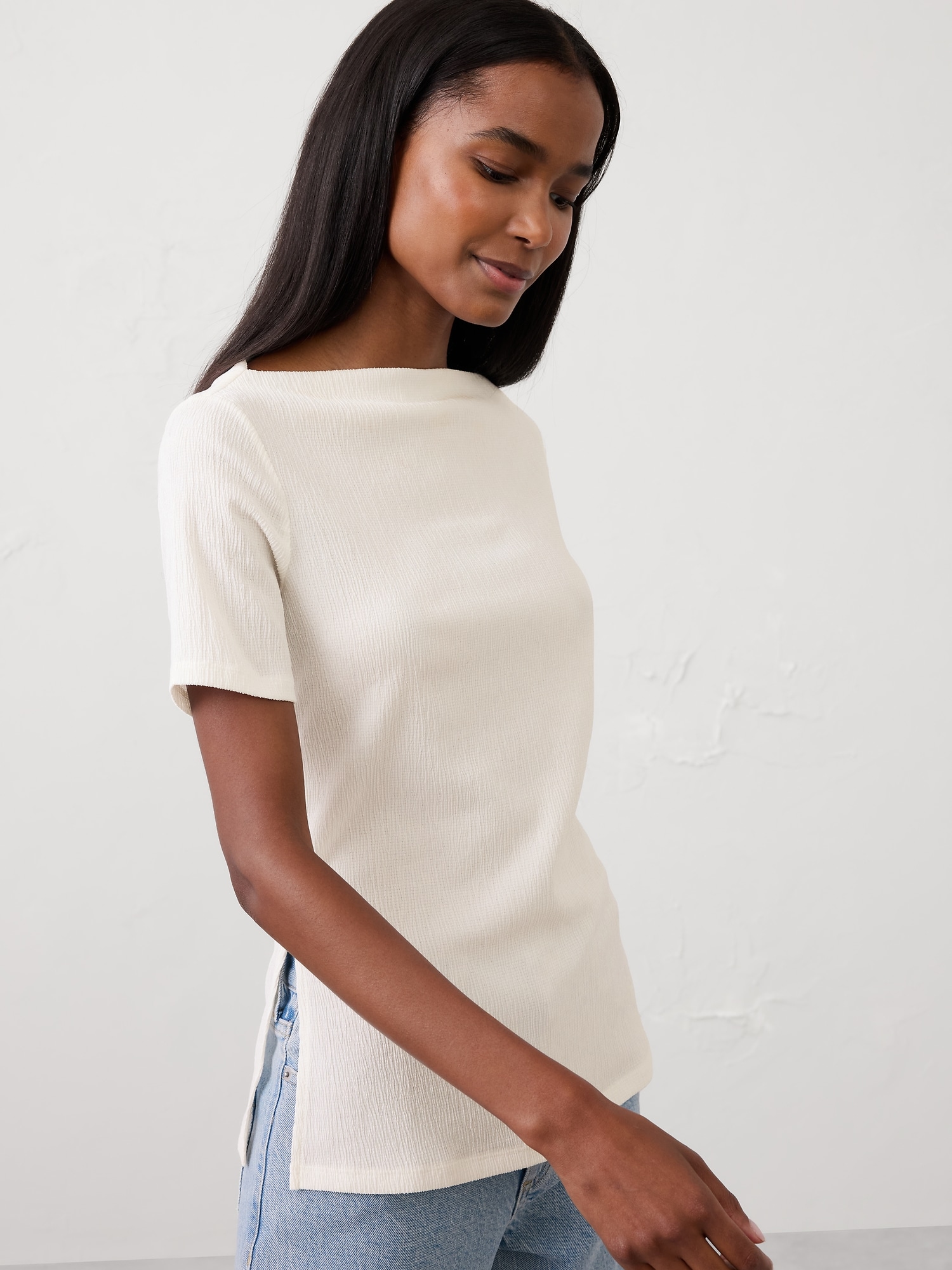 Crinkle Jacquard Top