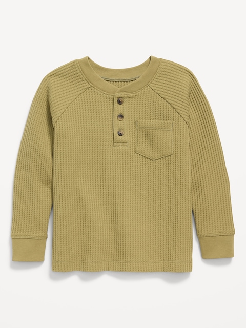 Long-Sleeve Henley Waffle-Knit Pocket T-Shirt for Toddler Boys