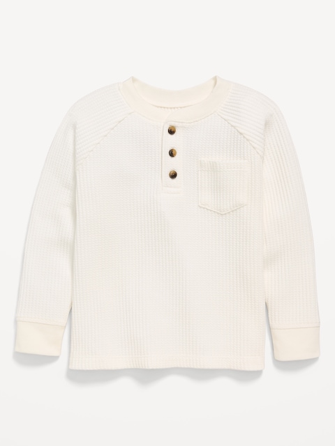 Long-Sleeve Henley Waffle-Knit Pocket T-Shirt for Toddler Boys