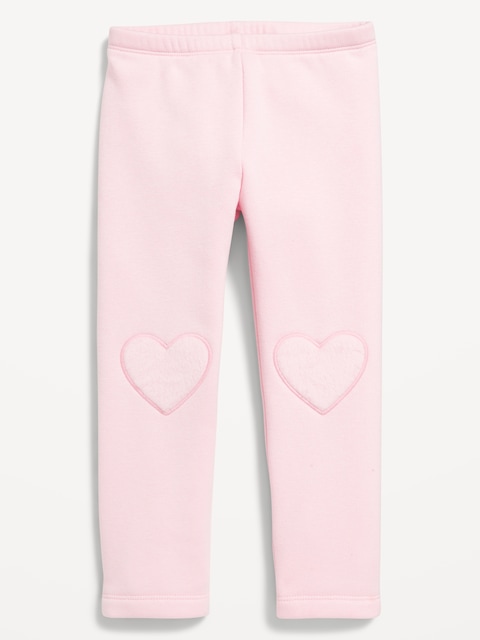 Heart-Patch Fleece-Lined Leggings for Toddler Girls