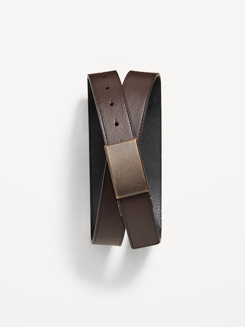 Faux-Leather Reversible Ratchet Belt