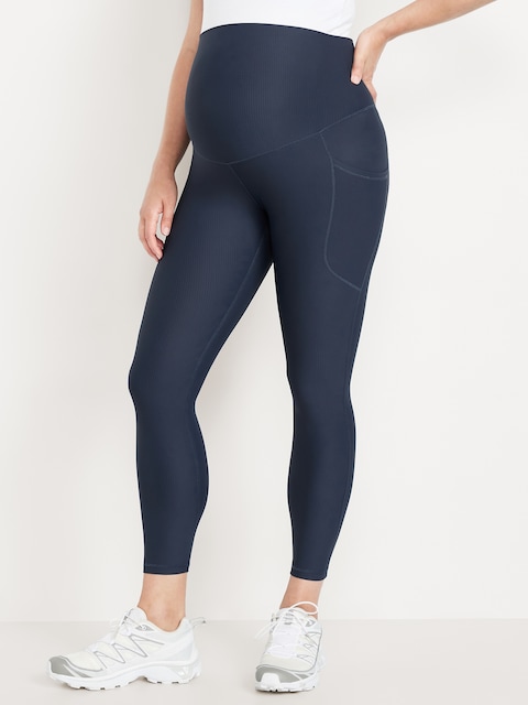 LEGGING POWERSOFT CÔTELÉ LONGUEUR 7/8 À PANNEAU COUVRANT DE MATERNITÉ