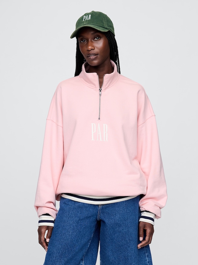 Gap × Malbon ヘビーウェイト ロゴ 1/4ジップアップ トレーナー-0