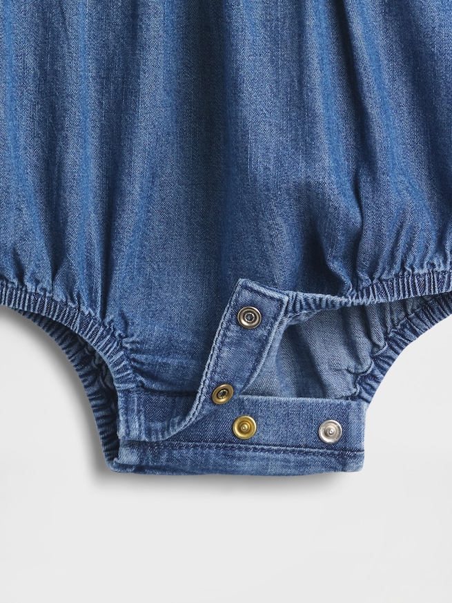 デニム ラッフルフリル 襟付き バブルボディスーツ (ベビー)-3