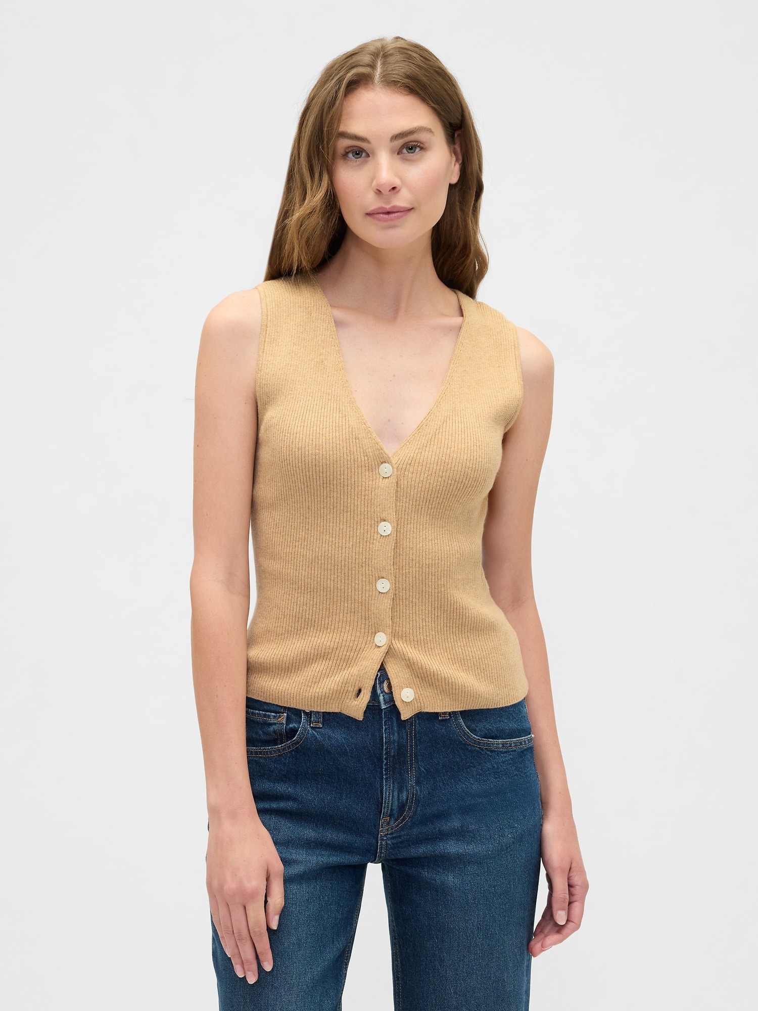 Ribbed V-Neck Sweater Vest